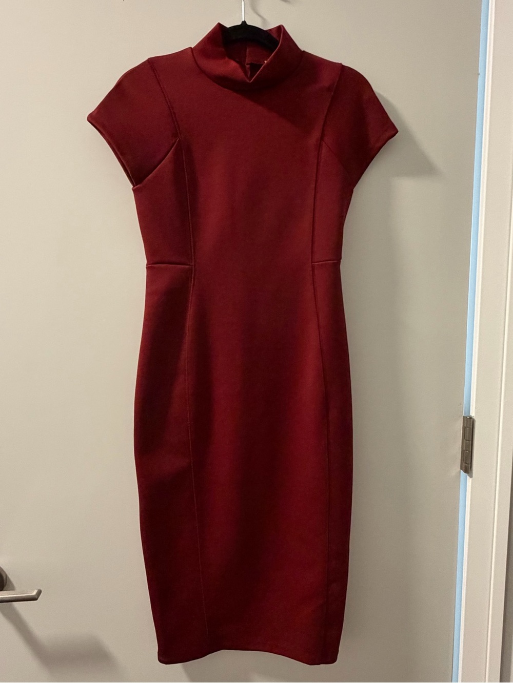 Zara Wine-Red Midi Sheath Dress